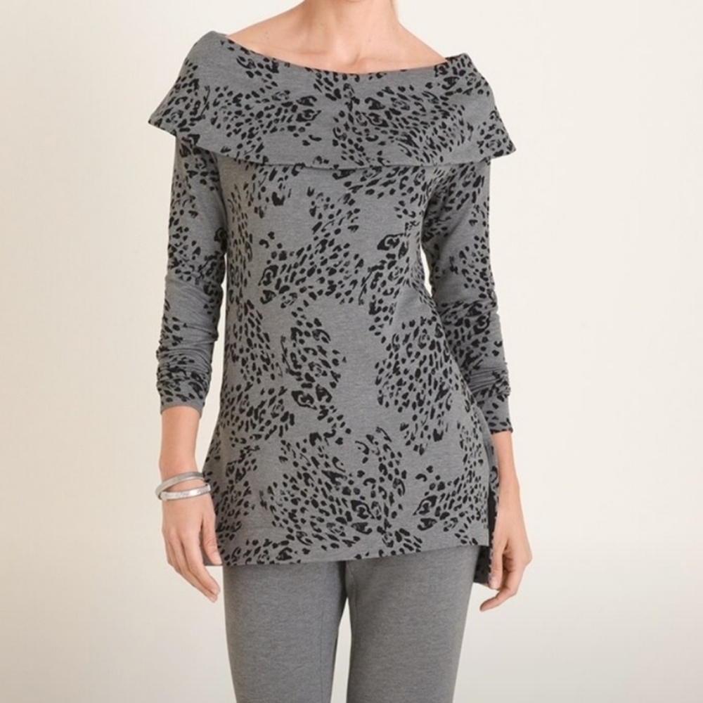 Chico's Animal Print Tunic, Sz 0/Sm